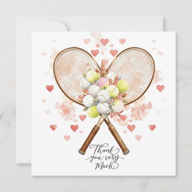 Tennis wedding with racket and love hearts (Front)