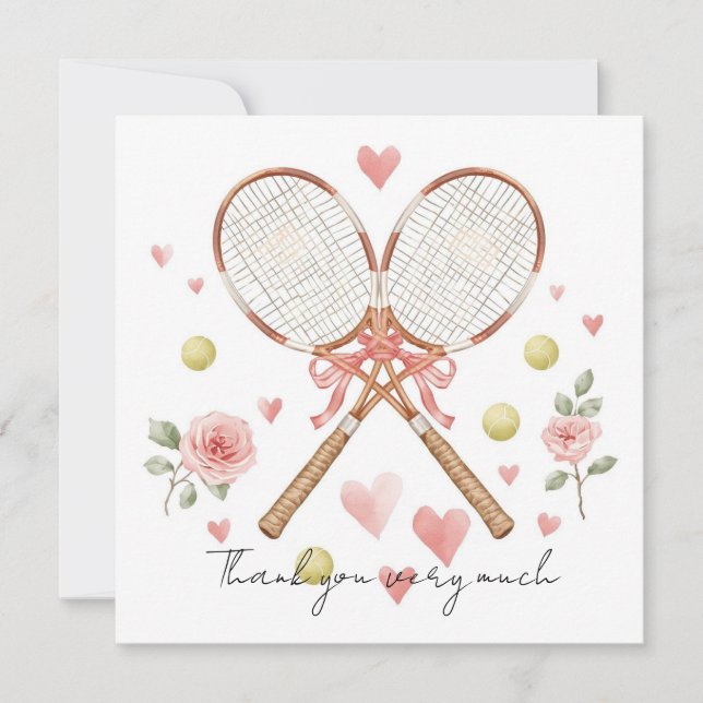 Tennis wedding with racket and love hearts (Front)