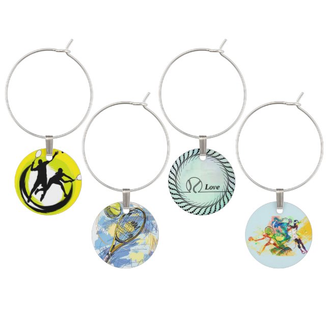 Tennis Wine Charms (Staggered)