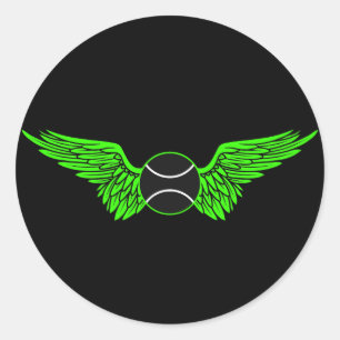 tennis. winged. classic round sticker