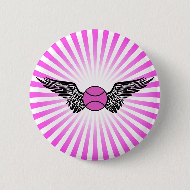 tennis. winged. pinback button (Front)