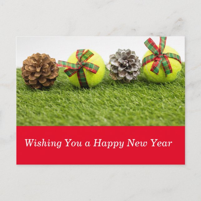 Tennis Wishing You a Happy New Year Holiday Postcard (Front)