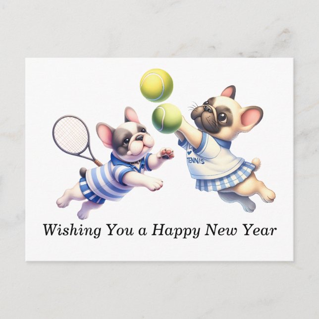 Tennis Wishing You a Happy New Year Holiday Postcard (Front)