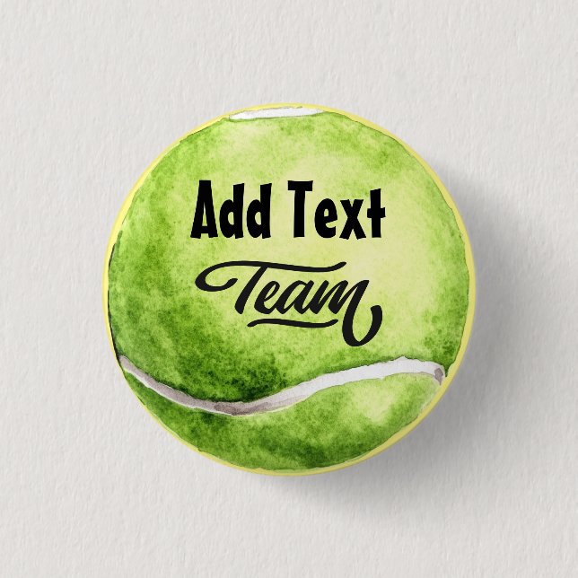 Tennis with Name of your Team on Ball  Button (Front)