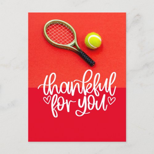 Tennis with racket and balls on red for Player Postcard