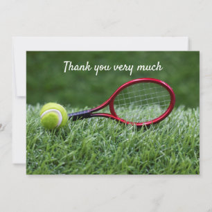 Tennis with racket  thank you very much player card