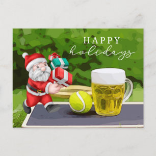 Tennis with Santa Claus Happy Holidays to player Postcard
