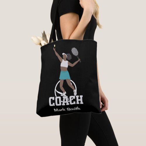 Tennis woman coach  tote bag