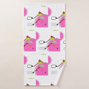 Tennis Woman is Pink theme   Bath Towel
