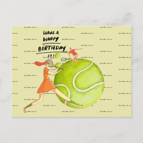 Tennis woman is playing Happy Birthday  Postcard