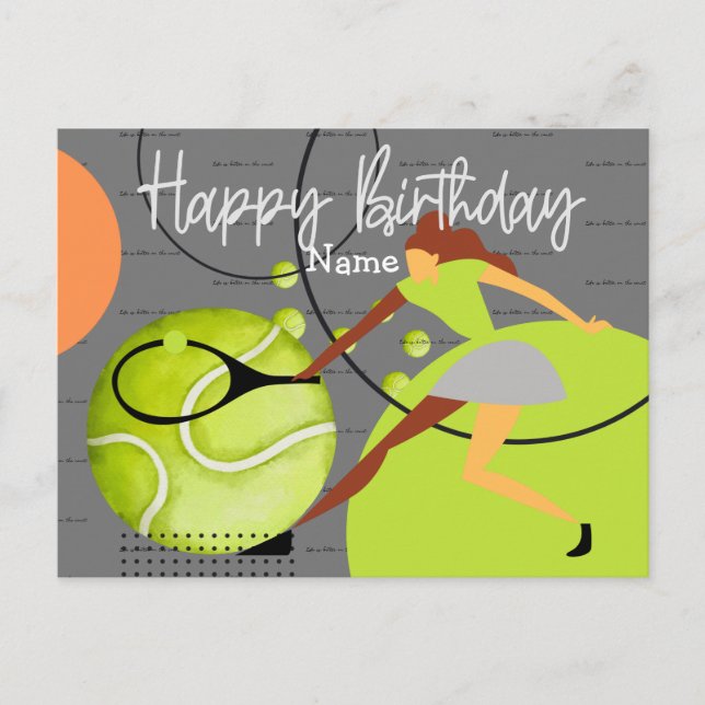 Tennis woman is playing Happy Birthday  Postcard (Front)