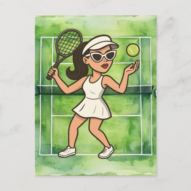 Tennis Woman is playing Tennis  Postcard (Front)