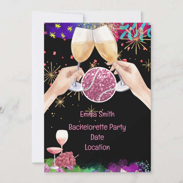 Tennis Woman Player  Bachelorette Party  Invitation (Front)