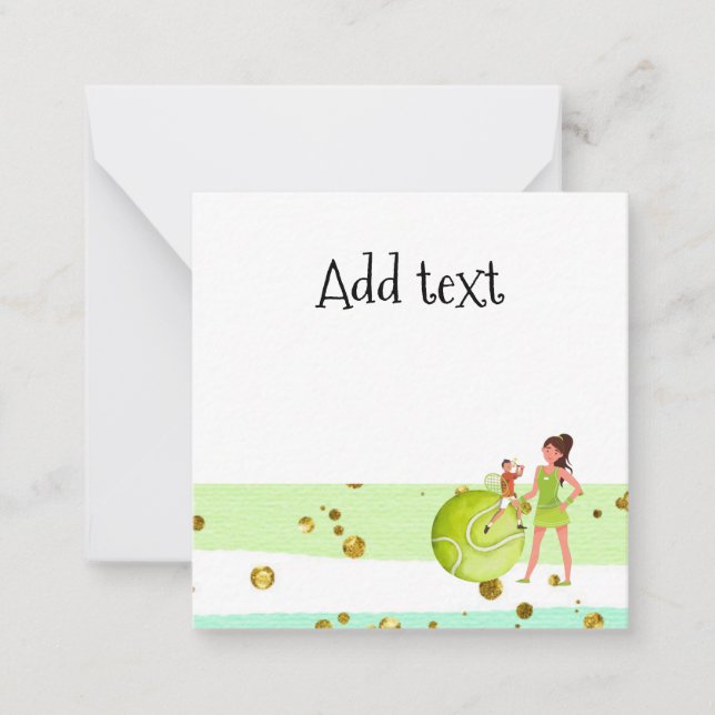 Tennis Woman Player holds racket and ball    Note Card (Front)