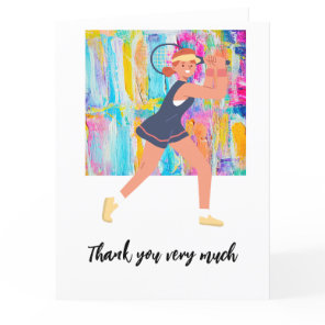 Tennis  woman player thank you card
