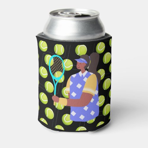 Tennis Woman Player with Balls for party  Can Cooler