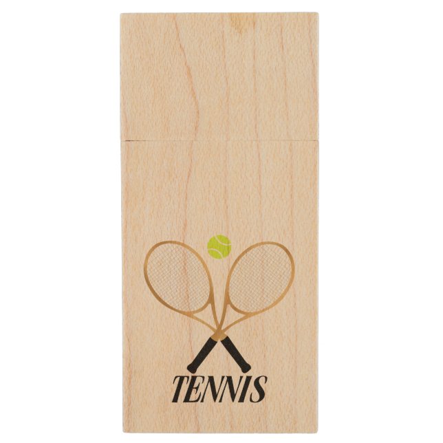 Tennis Wood USB Flash Drive (Front Vertical)
