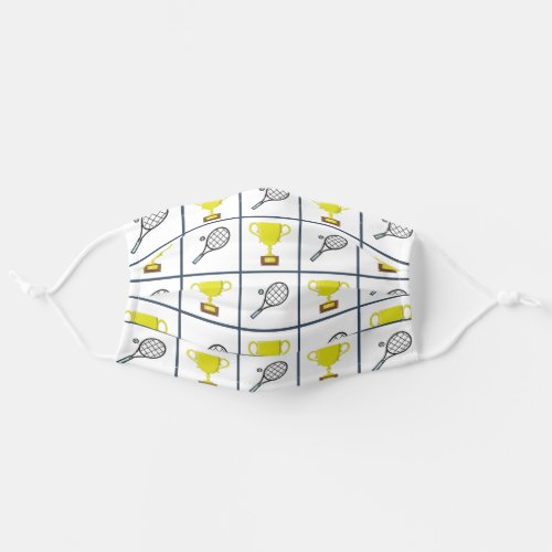 Tennis Yellow Trophy Racket Prize Square Lines Adult Cloth Face Mask