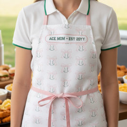 Tenniscore Ace Mom Preppy Coquette Tennis Ball Bow Apron
