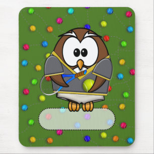 tennisman owl mouse pad