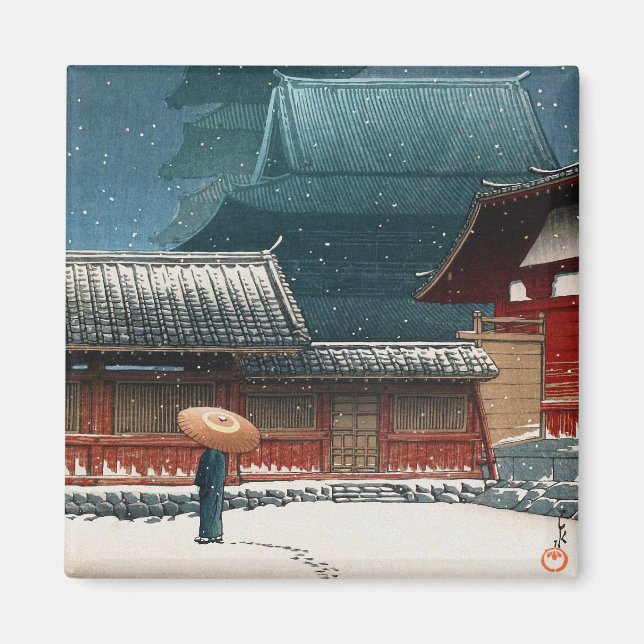Tennô-ji Temple in Osaka hasui kawase shin hanga Magnet (Front)