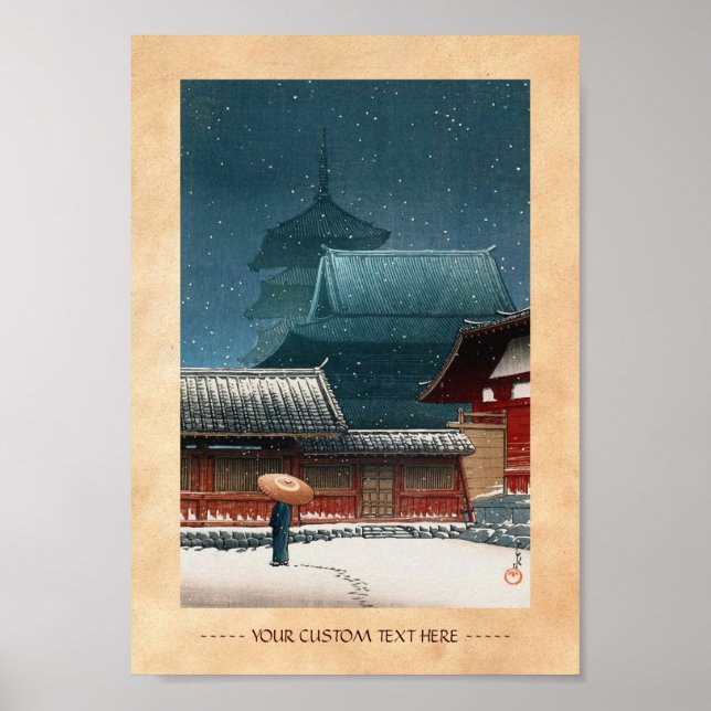 Tennô-ji Temple in Osaka hasui kawase shin hanga Poster (Front)