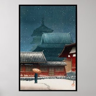 Tennô-ji Temple in Osaka hasui kawase shin hanga Poster