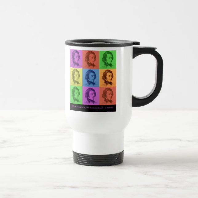 Tennyson "Love Is Long" Pop Art Travel Mug (Right)