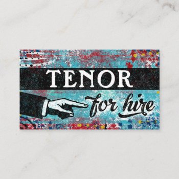 Tenor For Hire Business Cards - Blue Red by NeatBusinessCards at Zazzle