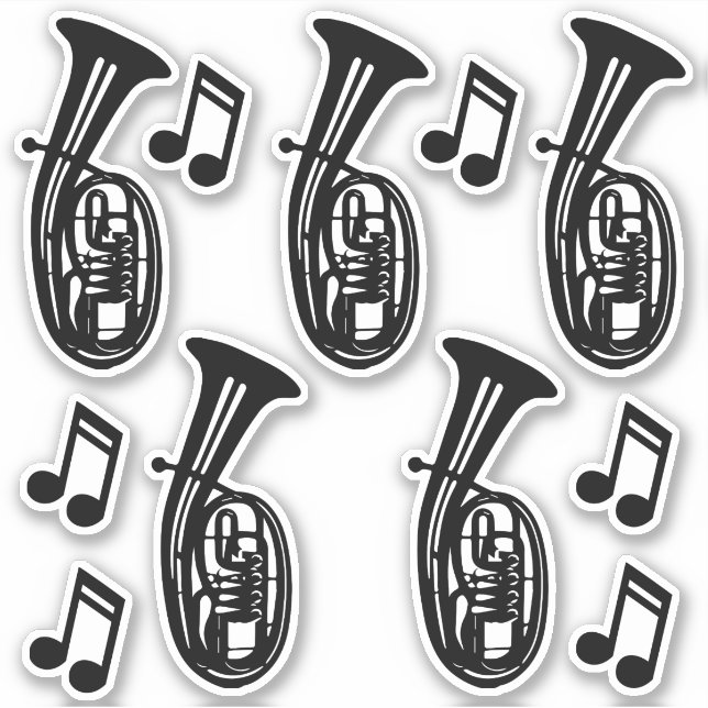 Tenor Horn and Notes Sticker (Front)