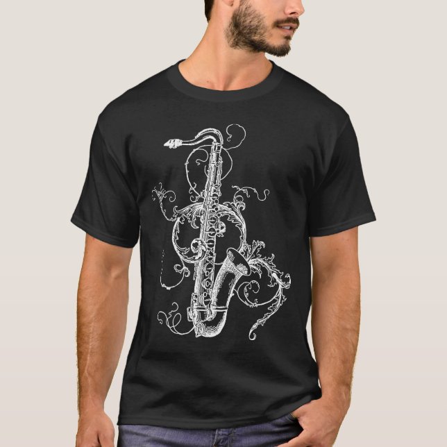 Tenor Saxophone Floral T-Shirt (Front)