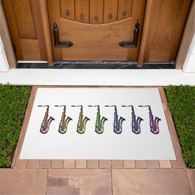 Tenor Saxophone Rainbow Doormat (Outdoor)