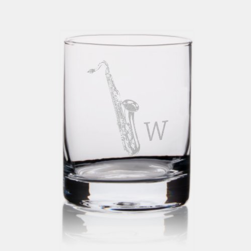 Tenor Saxophone with monogram Rocks Glass