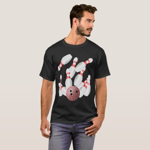 Tenpin bowling Pins and Bowling Ball T_Shirt