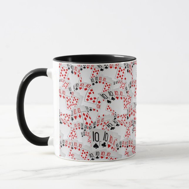 Tens, Poker Cards, Black Combo Coffee Mug (Left)