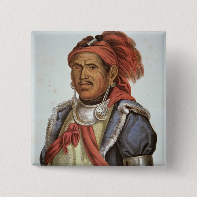 Tenskwatawa (1775-1836) (colour litho) button (Front)