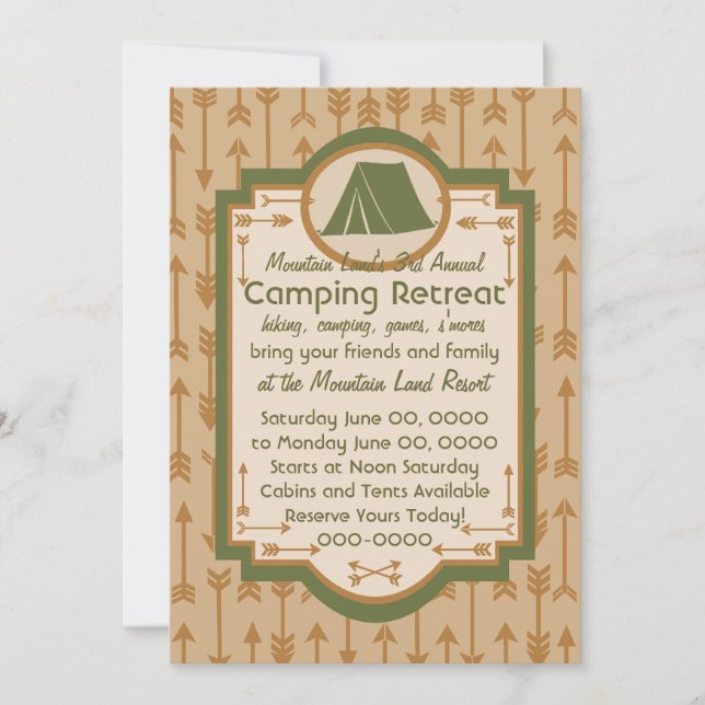 Tent and Arrows Camping Invitation (Front)