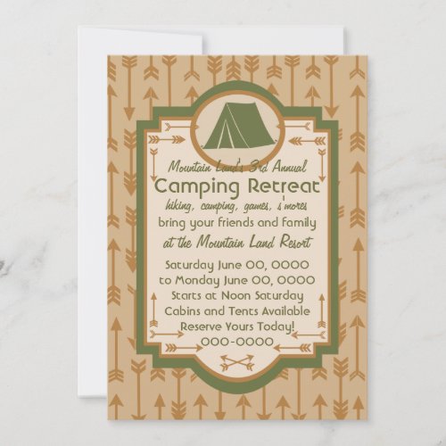 Tent and Arrows Camping Invitation