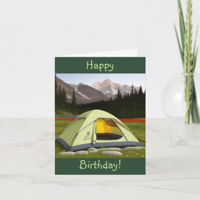 Tent Camping Birthday Card (Front)