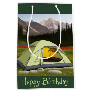 Tent Camping Birthday Medium Gift Bag