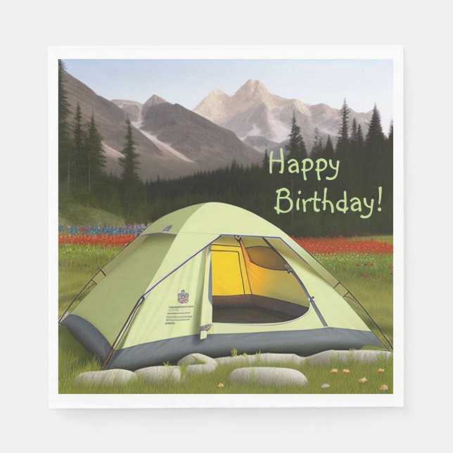 Tent Camping Birthday Napkins (Front)
