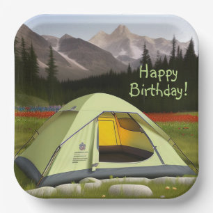 Tent Camping Birthday Paper Plates