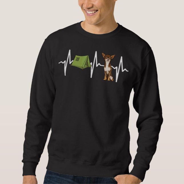 Tent Camping Brown Chihuahua Heartbeat Dog Sweatshirt (Front)