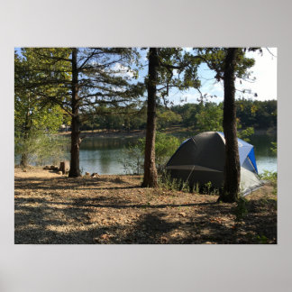 Tent Camping by the Lake Poster