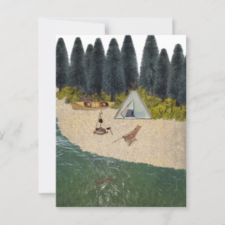 Tent Camping by the River Postcard
