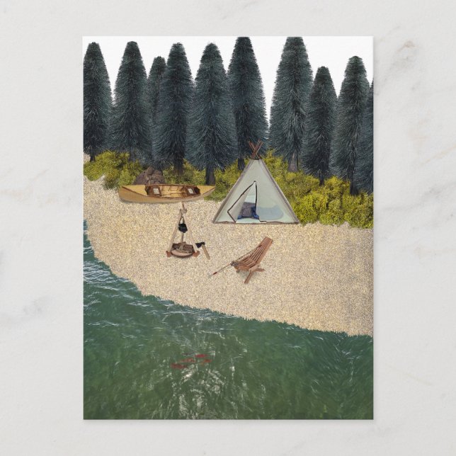 Tent Camping by the River Postcard (Front)