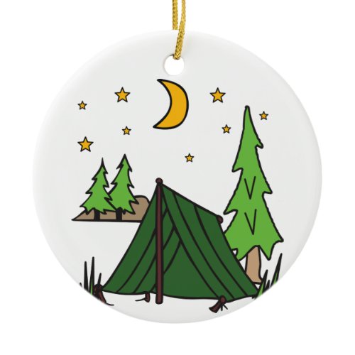 Tent Camping Ceramic Ornament