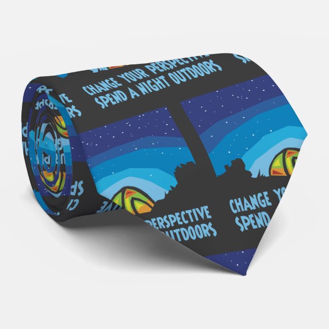 Tent Camping Night Sky Stars Neck Tie (Rolled)