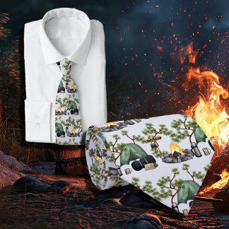 Tent Camping Pattern Camper's Neck Tie
