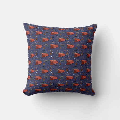 Tent Camping Pattern Pillow